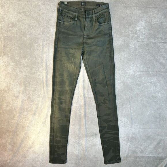 Citizens of Humanity Jeans Women's 25 Green Rocket Slick High Rise Skinny Coated - Picture 1 of 10